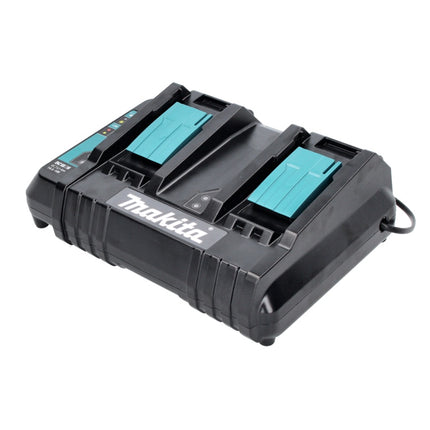 Kit di alimentazione Makita 18 V con 2x batteria BL 1830 B 3,0 Ah ( 197599-5 ) + caricabatterie doppio DC 18 SH ( 199687-4 ) + Makpac