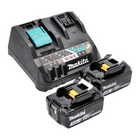 Kit di alimentazione Makita 18 V con - 2x batterie BL 1830 B 3,0 Ah (2x 197599-5) + caricatore rapido multiplo DC 18 RE (198720-9)