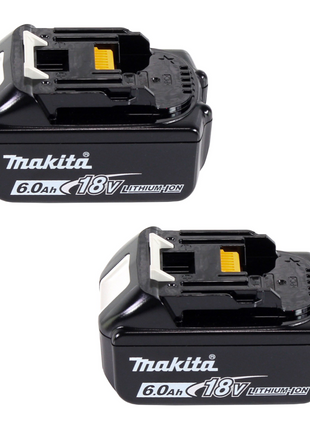 Kit de fuente de alimentación Makita de 18 V con 2 baterías BL 1860 B de 6,0 Ah (2x 197422-4) + cargador rápido múltiple DC 18 RE (198720-9)