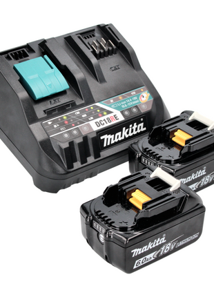 Kit de fuente de alimentación Makita de 18 V con 2 baterías BL 1860 B de 6,0 Ah (2x 197422-4) + cargador rápido múltiple DC 18 RE (198720-9)