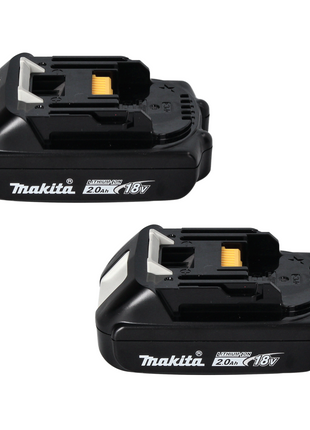 Kit de fuente de alimentación Makita de 18 V con 2 baterías BL 1820 B de 2,0 Ah (2x 197254-9) + cargador multirápido DC 18 RE (198720-9) + Makpac