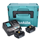 Kit alimentatore Makita 18 V con 2x batteria BL 1840 B 4,0 Ah ( 2x197265-4 ) + caricabatterie rapido DC 18 RE Multi ( 198720-9 ) + Makpac