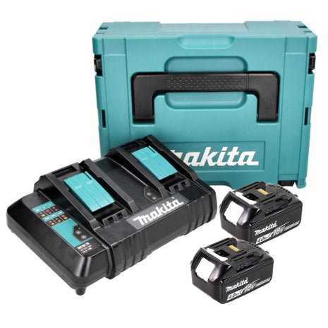 Makita Power Source Kit 18 V mit 2x BL 1840 B 4,0 Ah Akku ( 197265-4 ) + DC 18 SH Doppel Ladegerät ( 199687-4 ) + Makpac