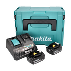 Kit alimentatore Makita 18 V con - 2x batterie BL 1860 B 6,0 Ah (2x 197422-4) + caricatore rapido multi DC 18 RE (198720-9) + Makpac