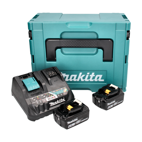 Makita Power Source Kit 18 V avec - 2x Batteries BL 1860 B 6,0 Ah (2x 197422-4) + Chargeur rapide multi DC 18 RE (198720-9) + Makpac