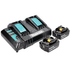 Kit di alimentazione Makita 18 V con 2x batteria BL 1850 B 5,0 Ah ( 197280-8 ) + caricabatterie doppio DC 18 SH ( 199687-4 )