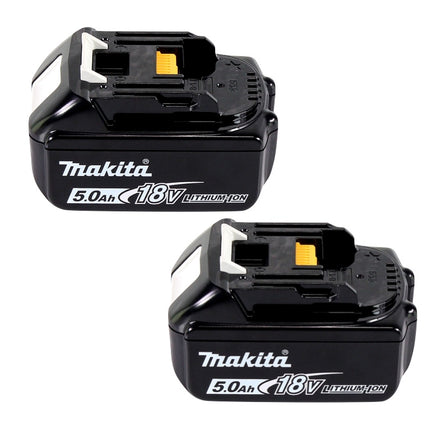 Kit di alimentazione Makita 18 V con 2x batteria BL 1850 B 5,0 Ah ( 197280-8 ) + caricabatterie doppio DC 18 SH ( 199687-4 ) + Makpac