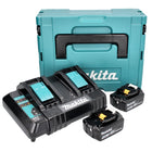 Makita Power Source Kit 18 V avec 2x BL 1850 B5,0 Ah batterie ( 197280-8 ) + DC 18 SH double chargeur ( 199687-4 ) + Makpac