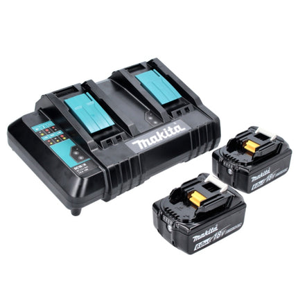 Kit di alimentazione Makita 18 V con 2x batteria BL 1860 B 6,0 Ah ( 197422-4 ) + caricabatterie doppio DC 18 SH ( 199687-4 )