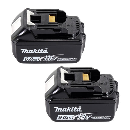 Kit di alimentazione Makita 18 V con 2x batteria BL 1860 B 6,0 Ah ( 197422-4 ) + caricabatterie doppio DC 18 SH ( 199687-4 )