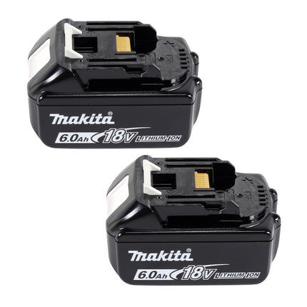 Kit alimentatore Makita 18 V con 2x batteria BL 1860 B 6,0 Ah ( 197422-4 ) + caricabatterie doppio DC 18 SH ( 199687-4 ) + Makpac