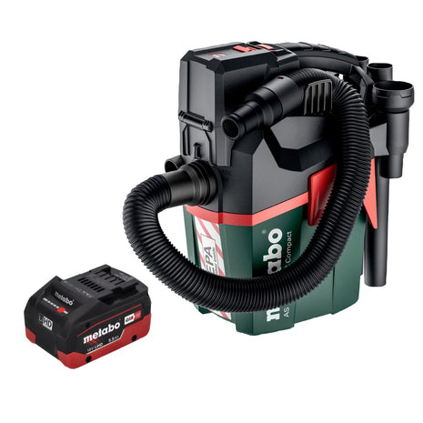 Metabo AS 18 HEPA PC Aspirador de batería compacto 18 V 6 l Aspirador en seco y húmedo con función de soplado + 1x batería 5,5 Ah - sin cargador