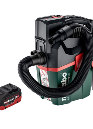 Metabo AS 18 HEPA PC Aspirador de batería compacto 18 V 6 l Aspirador en seco y húmedo con función de soplado + 1x batería 8,0 Ah - sin cargador