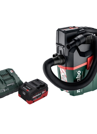 Metabo AS 18 HEPA PC Aspirateur à batterie compact 18 V Aspirateur eau et poussière 6 l avec fonction soufflante + 1 batterie 8,0 Ah + chargeur