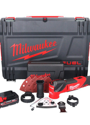 Milwaukee M18 FMT-201X FUEL Akku Multitool 18 V Brushless + 1x Akku 2,0 Ah + 7 tlg. Zubehör Set + HD Box - ohne Ladegerät