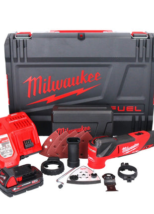 Milwaukee M18 FMT-201X FUEL Battery Multitool 18 V Brushless + 1x batterie 2,0 Ah + chargeur + 7 pcs. tools Set d'accessoires + HD Box