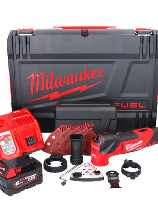 Milwaukee M18 FMT-601X FUEL Akku Multitool 18 V Brushless + 1x Akku 6,0 Ah + Ladegerät + 7 tlg. Zubehör Set + HD Box