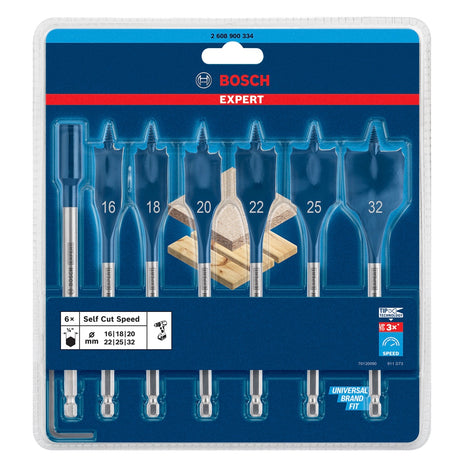 Bosch EXPERT SelfCut Speed ​​​​Set de fraises plates 16 - 32 mm - 7 pièces (2608900334) pour le bois