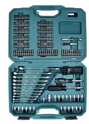 Makita Werkzeug Set 221 tlg. Chrom Vanadium Stahl ( E-10883 ) Bit / Ringmaulschlüssel / Steckschlüssel / Schraubendreher / Ratsche