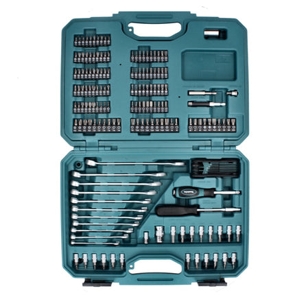 Makita Set di attrezzi da lavoro - 221 pz. in acciaio cromo vanadio ( E-10883 ) Punte / Chiavi combinate / Chiavi a bussola / Cacciavite / Cricchetto