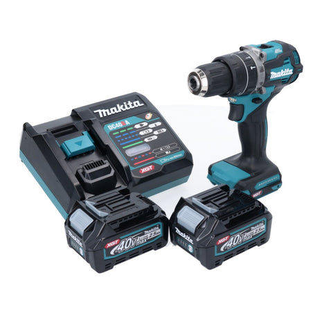 Taladro percutor inalámbrico Makita HP 002 GD201 40 V 64 Nm sin escobillas + 2 baterías 2,5 Ah + cargador