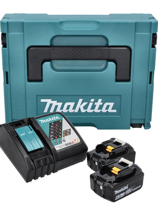 Makita Kit d'alimentation 18 V (198116-4) - 2x Batteries BL 1860 B + Chargeur DC 18 RC + Coffret Makpac