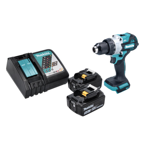 Taladro percutor inalámbrico Makita DHP 486 RT 18 V 130 Nm sin escobillas + 2 baterías 5,0 Ah + cargador