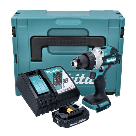 Makita DHP 486 RA1J taladro percutor inalámbrico 18 V 130 Nm sin escobillas + 1x batería 2,0 Ah + cargador + Makpac