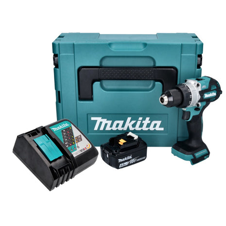 Makita DHP 486 RM1J taladro percutor inalámbrico 18 V 130 Nm sin escobillas + 1x batería 4,0 Ah + cargador + Makpac