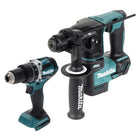 Makita DLX 2278 Cordless Combo Kit Brushless + DHP 484 Trapano a percussione 54 Nm + DHR 171 Martello rotante 1,2 J Solo - senza batteria, senza caricabatterie