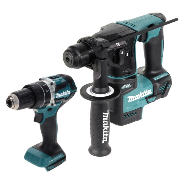 Makita DLX 2278 Cordless Combo Kit Brushless + DHP 484 Trapano a percussione 54 Nm + DHR 171 Martello rotante 1,2 J Solo - senza batteria, senza caricabatterie
