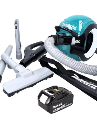 Aspirador de batería Makita DCL 501 T1 18 V sin escobillas + 1x batería 5,0 Ah + accesorios - sin cargador