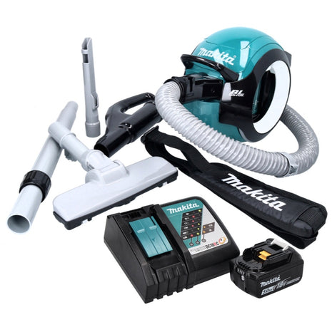 Aspirateur sans fil Makita DCL 501 RT1 18 V sans balais + 1x batterie 5,0 Ah + chargeur + accessoires