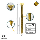 FORTE Tools Tornillo universal para madera 4,5 x 80 mm T20 200 piezas (000051399482) rosca parcial Torx cabeza avellanada galvanizada amarilla