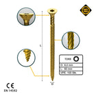 FORTE Tools Universal Holzschraube 6,0 x 60 mm T30 100 Stk. ( 000051399494 ) gelb verzinkt Torx Senkkopf Vollgewinde - Toolbrothers