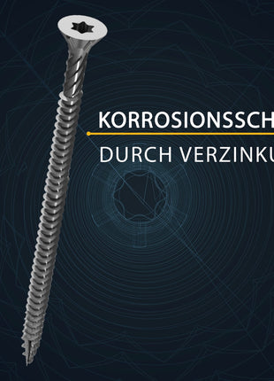 FORTE Tools Universal Holzschraube 3,0 x 20 mm T10 500 Stk. ( 000040113857 ) silber verzinkt Torx Senkkopf Vollgewinde