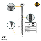 FORTE Tools Universal Holzschraube 5,0 x 80 mm T25 200 Stk. ( 000040113884 ) silber verzinkt Torx Senkkopf Teilgewinde