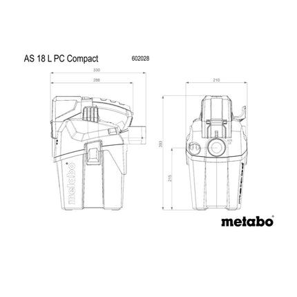 Metabo AS 18 L PC Aspirapolvere compatto a batteria 18 V 6 l IPX4 classe di polvere L bagnato e asciutto + 1x batteria ricaricabile 5,5 Ah + caricatore