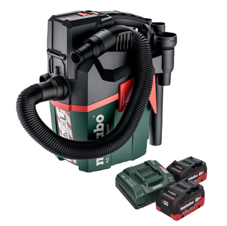 Metabo AS 18 L PC Aspirador de batería compacto 18 V 6 l IPX4 clase de polvo L húmedo y seco + 2x baterías 5,5 Ah + cargador