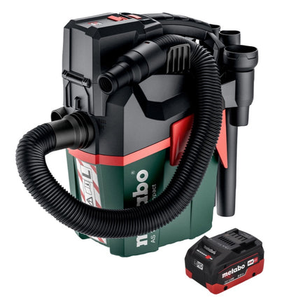 Metabo AS 18 L PC Aspirapolvere compatto a batteria 18 V 6 l IPX4 classe di polvere L bagnato e asciutto + 1x batteria ricaricabile 8,0 Ah - senza caricabatterie
