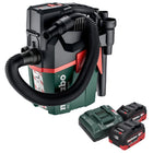Metabo AS 18 L PC Aspirapolvere compatto a batteria 18 V 6 l IPX4 classe di polvere L wet and dry + 2x batteria ricaricabile 8,0 Ah + caricabatterie