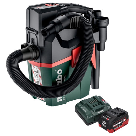 Metabo AS 18 L PC Aspirador de batería compacto 18 V 6 l IPX4 clase de polvo L húmedo y seco + 1x batería 10,0 Ah + cargador