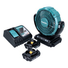 Ventilatore a batteria Makita DCF 102 RA 18 V 18 cm + 2x batteria ricaricabile 2,0 Ah + caricabatterie