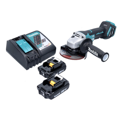 Makita DGA 515 RA Meuleuse d'angle sans fil 18 V 125 mm Brushless + 2x Batteries 2,0 Ah + Chargeur