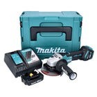 Makita DGA 515 RA1J Meuleuse d'angle sans fil 18 V 125 mm Brushless + 1x Batterie 2,0 Ah + Chargeur + Makpac