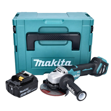 Amoladora angular a batería Makita DGA 515 M1J 18 V 125 mm sin escobillas + 1x batería 4,0 Ah + Makpac - sin cargador