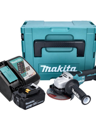 Makita DGA 515 RT1J Meuleuse d'angle sans fil 18 V 125 mm Brushless + 1x Batterie 5,0 Ah + Chargeur + Makpac