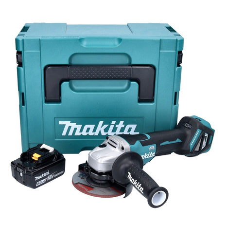 Amoladora angular a batería Makita DGA 515 G1J 18 V 125 mm sin escobillas + 1x batería 6,0 Ah + Makpac - sin cargador