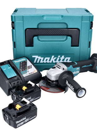 Makita DGA 515 RGJ Akku Winkelschleifer 18 V 125 mm Brushless + 2x Akku 6,0 Ah + Ladegerät + Makpac