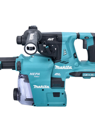 Taladro percutor inalámbrico Makita DHR 280 ZWJ 36 V (2x 18 V) 2,8 J SDS Plus Brushless + aspiración DX08 + Makpac - sin batería, sin cargador